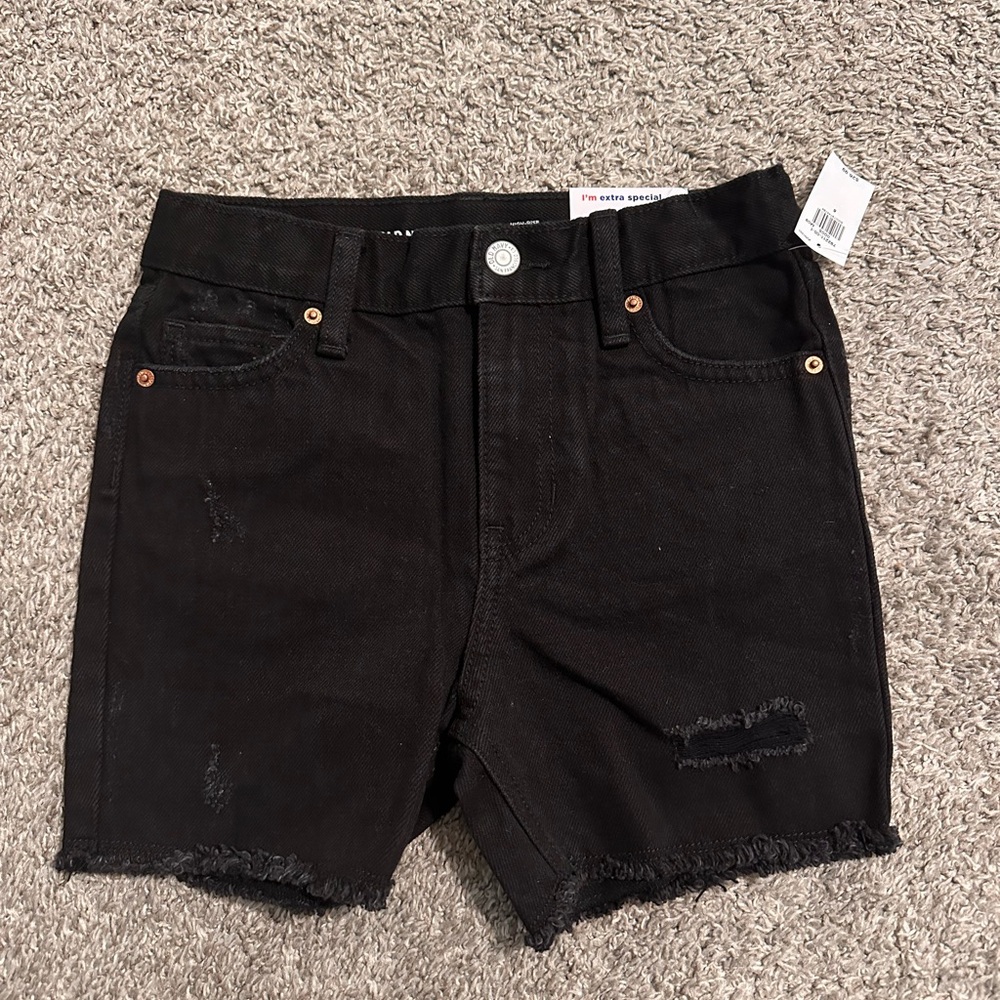 NWT old navy high ride slouchy straight black ripped denim shorts